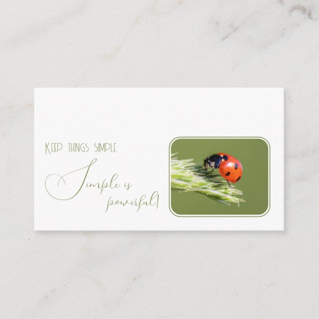 Positives motivierend Zitat mit wenig Ladybug Visitenkarte (Vorderseite)