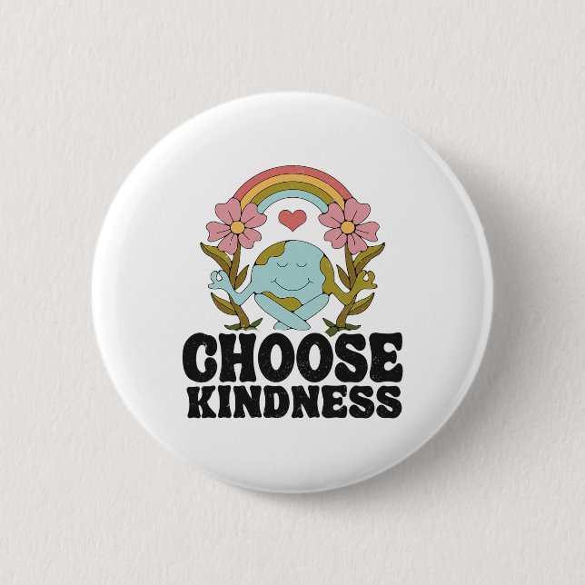 Positives Rainbow Peace Hippie Wählen Sie Kindness Button (Vorderseite)