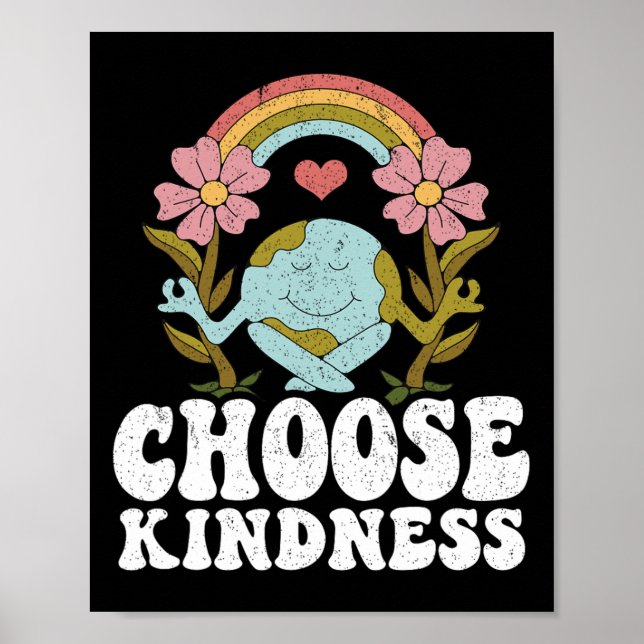 Positives Rainbow Peace Hippie Wählen Sie Kindness Poster (Vorne)