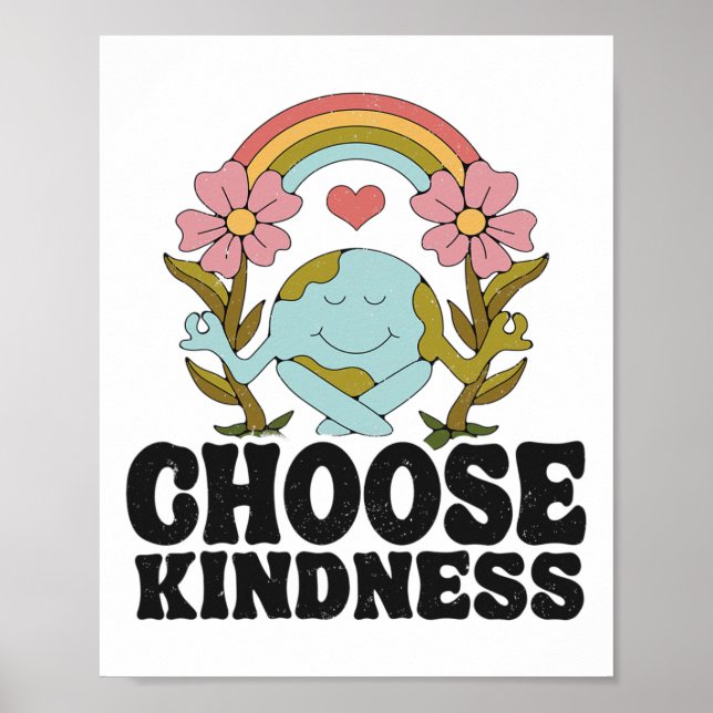 Positives Rainbow Peace Hippie Wählen Sie Kindness Poster (Vorne)