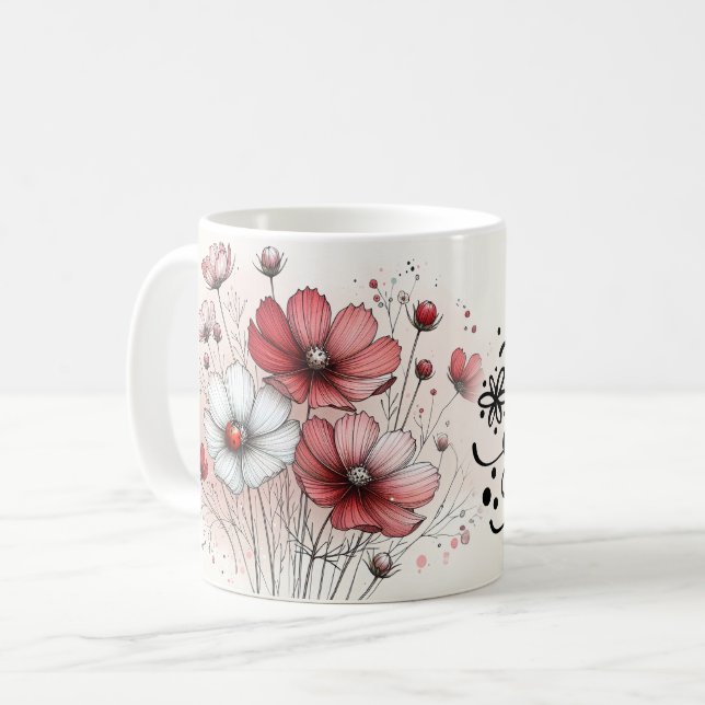 Positives Zitat Blumenvase Kaffeetasse (Vorderseite Links)
