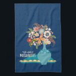 Positives Zitat Hübsch blauer Blumenvase Geschirrtuch<br><div class="desc">Ein positives Küchentuch mit dem Zitat: "Das Leben ist voller Möglichkeiten." Dekoriert mit einer farbenfrohen Vase aus Blume. Macht ein schönes Geschenk für einen Freund. Entworfen für Sie von BlackBerry Boulevard.</div>