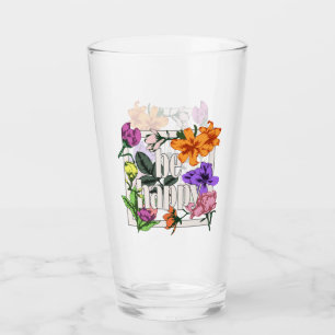 Positives Zitat Sei glücklich und Garten-Blume Glas