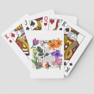 Positives Zitat Sei glücklich und Garten-Blume Spielkarten