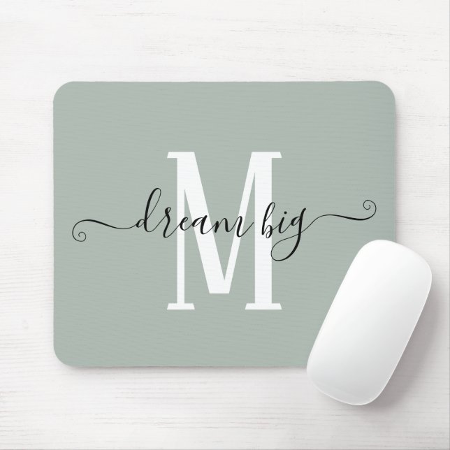 Positives Zitat Traum Big Initial Monogram Sage Mousepad (Mit Mouse)