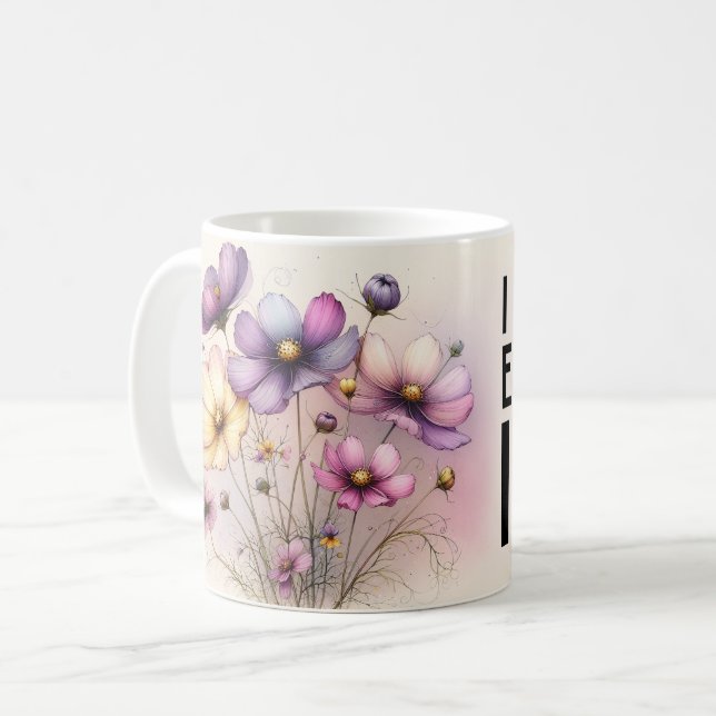 Positives Zitate Blumen-Tasse Kaffeetasse (Vorderseite Links)