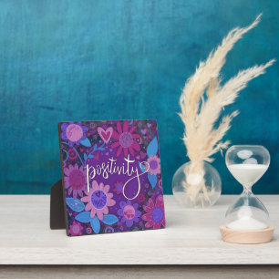 Positivität Inspiration Herzflorale Hübsche Purpl Fotoplatte