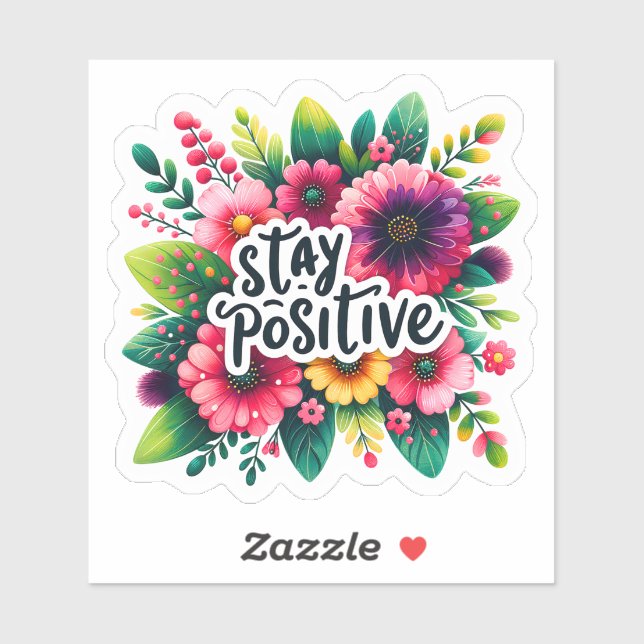 Positivität mit lebendiger, floraler Inspiration Aufkleber (Blatt)