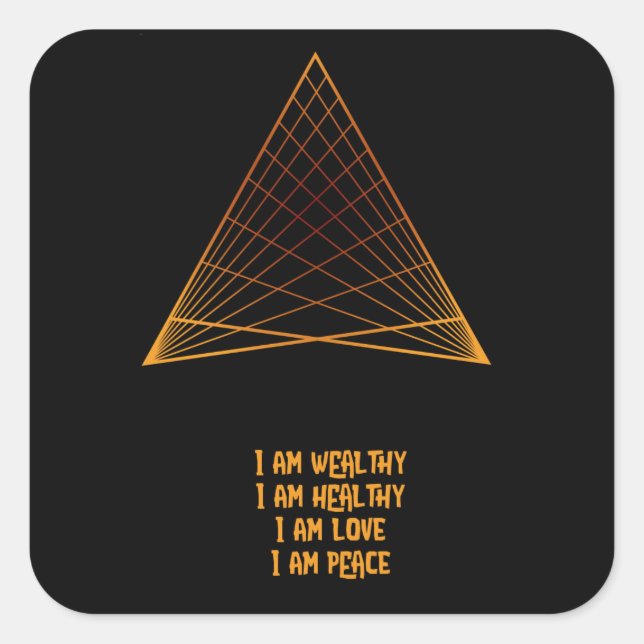 Positivitäts-Mantra Gold Sacred Geometry Square St Quadratischer Aufkleber (Vorderseite)