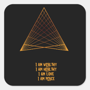 Positivitäts-Mantra Gold Sacred Geometry Square St Quadratischer Aufkleber