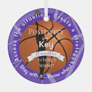 Positivity Basketball Ornament Lime Green HAMbyWG Aus Glas
