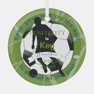 Positivity Soccer Ornament Lime Green HAMbyWG Aus Glas
