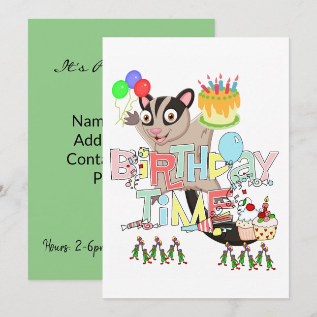Possum Cake Bonne Invitation Anniversaire (Devant / Derrière)