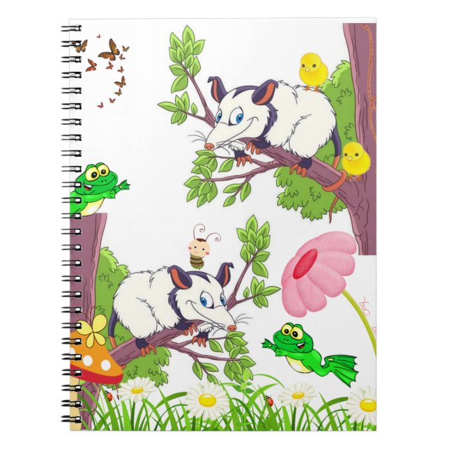 Possum Chick Frosch Mushroom Butterfly Notebook Notizblock (Vorderseite)