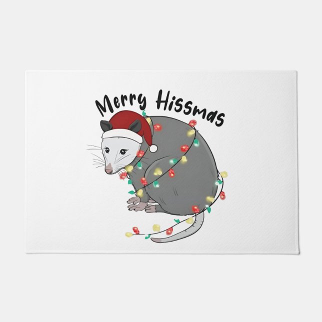 Possum Eat Trash Christmas Lights Merry Hissmass Fußmatte (Vorderseite)