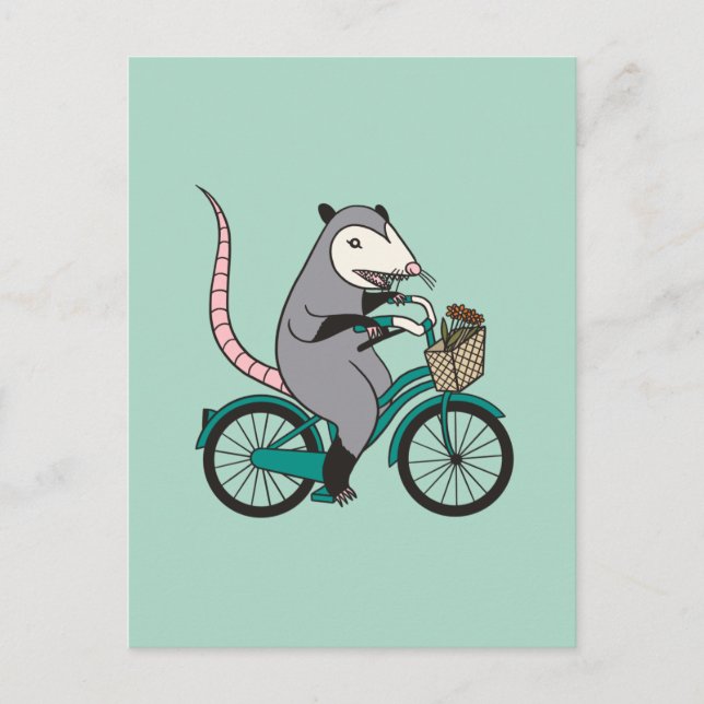 Possum Fahrrad fahren Postkarte (Vorderseite)