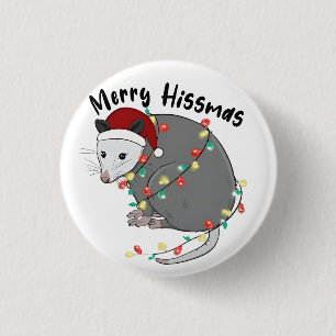 Possum frisst Müll Weihnachtslichter Frohe Hissmas Button