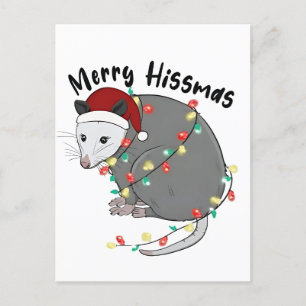 Possum frisst Müll Weihnachtslichter Frohe Hissmas Einladungspostkarte