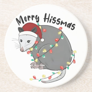 Possum frisst Müll Weihnachtslichter Frohe Hissmas Getränkeuntersetzer