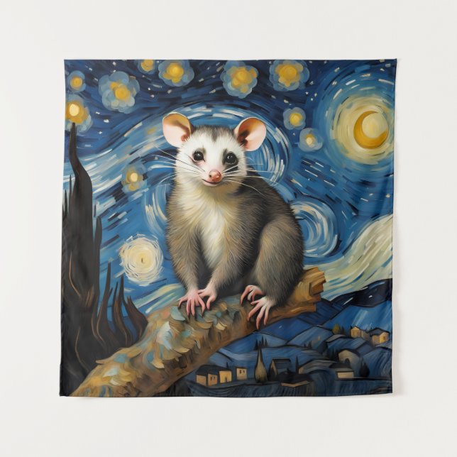 Possum in der Sternennacht Wandteppich (Vorderseite)