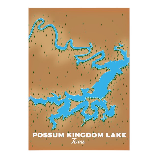 Possum Kingdom Texas Karte Fotodruck (Vorne)