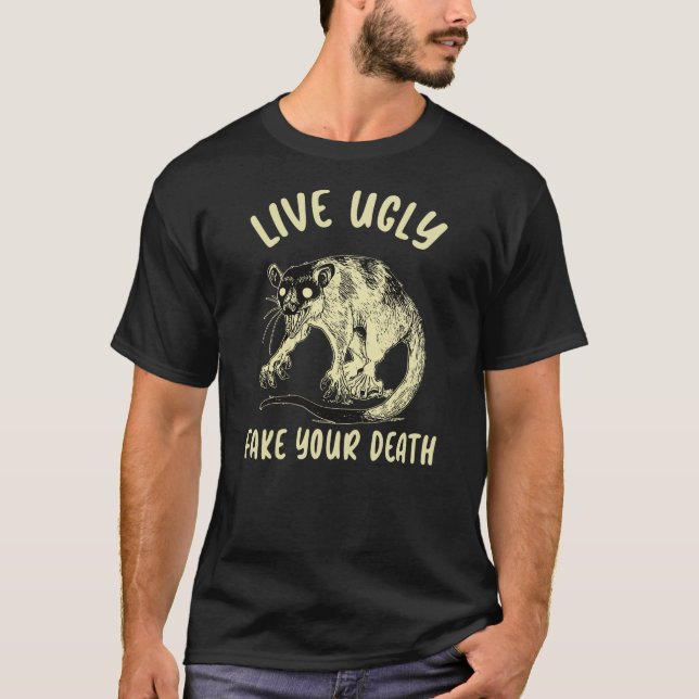 Possum - Leben Sie hässlich Fake Ihr Tod T-Shirt (Vorderseite)