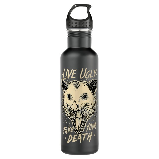 Possum Live Ugly Fake Your Death Funny Opossum Tra Edelstahlflasche (Vorderseite)