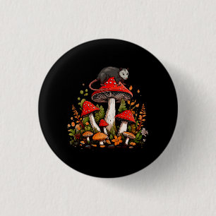 Possum Mushroom Cottagecore Ästhetische Opossum Wh Button