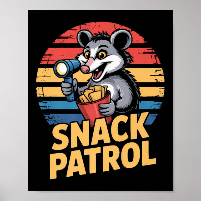 Possum Snacks Patrouille mit Flashlight und Chips  Poster (Vorne)