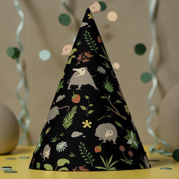 Possummen auf einem Berry-Feld in Schwarz Partyhütchen