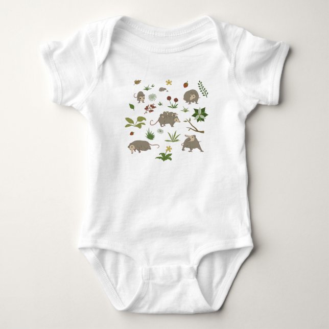 Possummen in einem Berry Field in White Baby Strampler (Vorderseite)