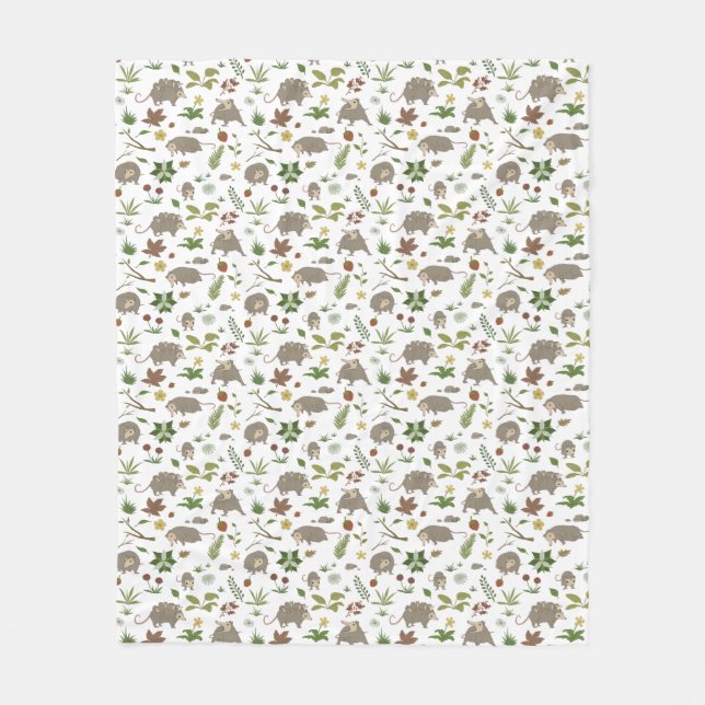 Possummen in einem Berry Field in White Fleecedecke (Vorderseite)