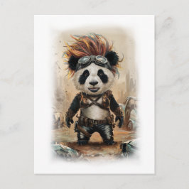 Post Apocalypse Panda Movie Design on a White Feiertagspostkarte