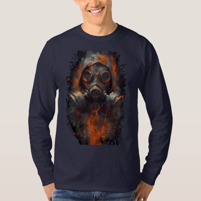 Post-Apocalyptic Gas Mask Industrial Long Sleeve T-Shirt (Vorderseite)