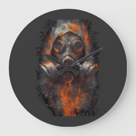 Post Apocalyptic Gas Mask Toxic Grunge  Große Wanduhr