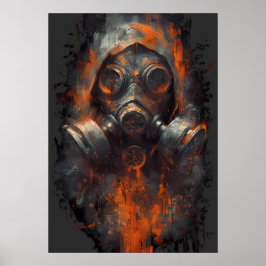 Post Apocalyptic Gas Mask Toxic Grunge  Poster