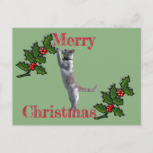 Post Card - Frohe Weihnachtsfeier und Katze