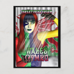 Post Card Grüße aus Wales, Cymru, Dragon Postkarte