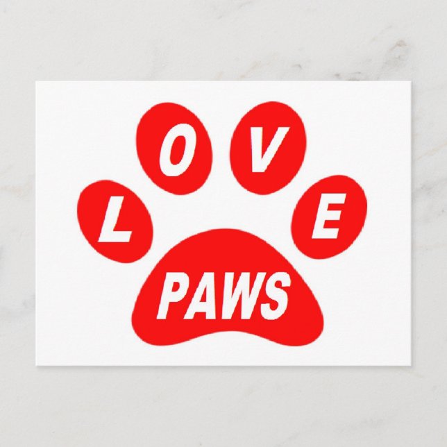 Post Card Liebe Paws Red Postkarte (Vorderseite)