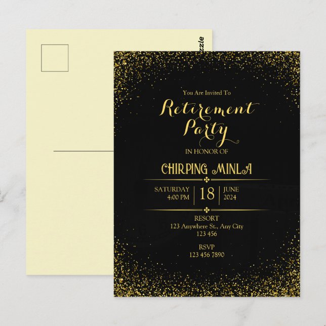 Post Card-Party für Gold- und Black-Rentirement Postkarte (Vorne/Hinten)