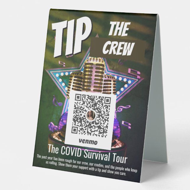 Post Covid und Musikindustrie Tipp der Band Venmo Tischaufsteller (Vorderseite)