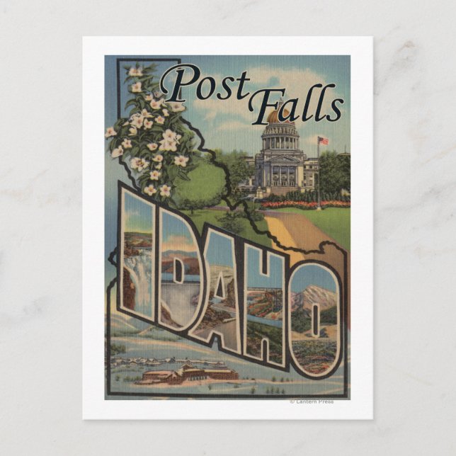 Post Falls, Idaho - Große Briefszenen Postkarte (Vorderseite)