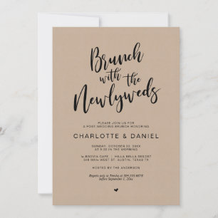Post Hochzeit, Brunch mit den Neuvermählten, Kraft Einladung