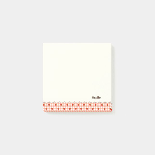 POST-IT® 文字　カスタム　いちご　チェック　オレンジ　   (Devant)