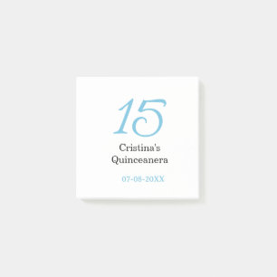 Post-it® 15e anniversaire de quinceanera bleu noir lettre n