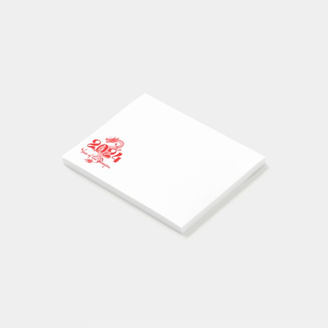 Post-it® 2024 Année Du Nouvel An Chinois Rouge Dragon (Incliné)