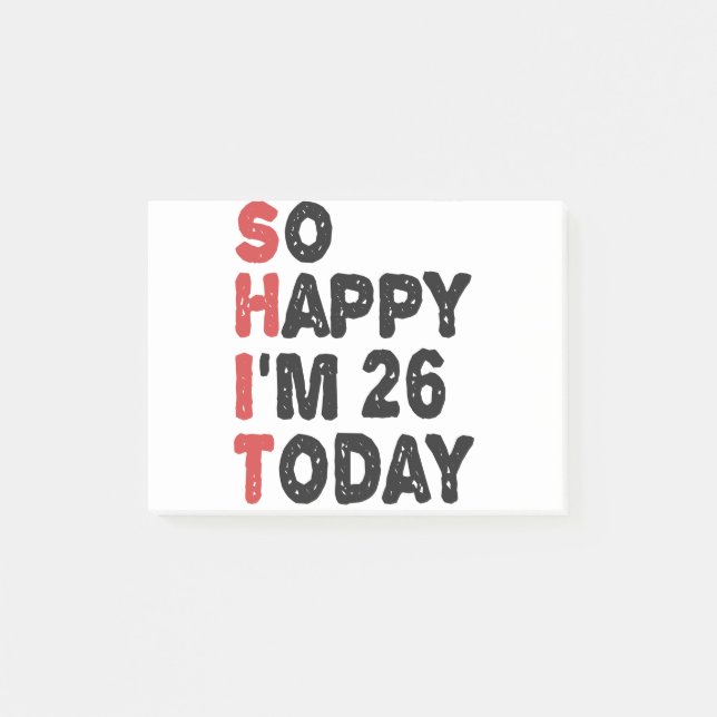 Post-it® 26e anniversaire So Happy I'm 26 Aujourd'hui Cadea (Devant)