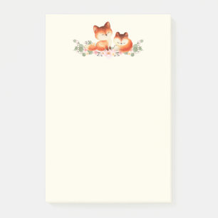 Post-it® 2 mignons Petits Renards Rouges Aquarelle Design