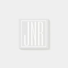 Post-it® 3 Initiales Monogramme | Blanc et gris très clair