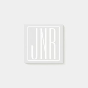 Post-it® 3 Initiales Monogramme   Blanc et gris très clair